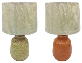Lampada da tavolo DKD Home Decor Porcellana Beige Arancio Poliestere Verde 220 V 50 W (2 Unità) (32 x 32 x 53 cm)