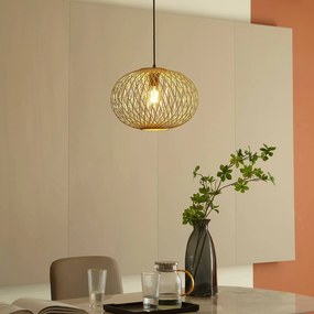 Lampada a sospensione Solvira Lindby, dimmerabile, Legno chiaro, Soggiorno / Sala da pranzo, bambù, Scandinavo, Lampada a sospensione