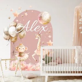 Carta adesiva per parete - Arco rosa con ballerine | Inspio