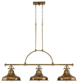 Lampadario Industrial Nordico Emery Metallo Ottone Anticato 3 Luci E27