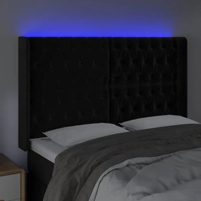 Testiera a led nera 163x16x118/128 cm in velluto