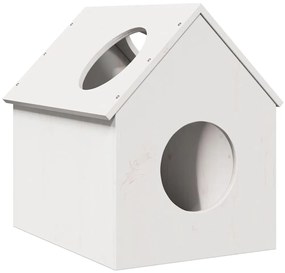 Cuccia Per Gatti Bianca 41x50x50 Cm İn Legno Massello Di Pino /