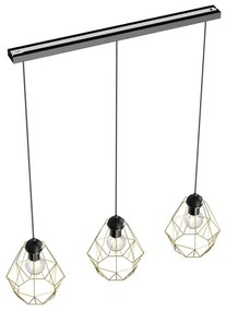 Lampadario a sospensione con filo BERGEN 3xE27/60W/230V nero/oro