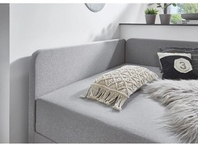 Letto singolo imbottito grigio chiaro con contenitore con materasso incluso 90x200 cm Cabana – Meise Möbel