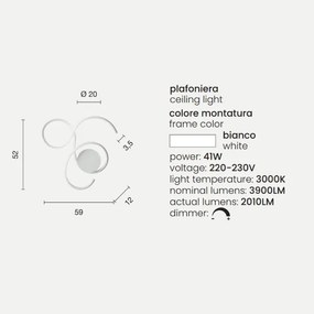 Plafoniera TWIST a LED in metallo verniciato BIANCO PICCOLO