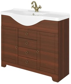 Mobile bagno a terra 85 cm noce con lavabo specchio e lampada Romantica