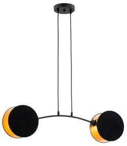 Lampada A Sospensione 2 Luci Moderna Motif In Acciaio Nero E Oro