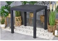 Tavolo da esterno Marte, Tavolo quadrato fisso, Tavolo da giardino multiuso effetto rattan, 100% Made in Italy, Cm 80x80h74, Antracite