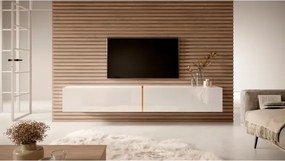 Mobile TV Sospeso 200 Cm 2 Ante Bianco Lucido E Oro Echo