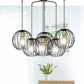 Lampadario Contemporaneo Omoikane Acciaio Nero 6 Luci E27 Ip20