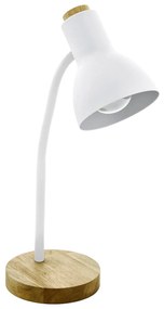 Lampada Da Tavolo Minimal Veradal Legno Bianco 1 Luce E27