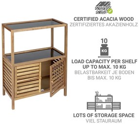 Mobile per bagno nero/di colore naturale in acacia massiccia basso 67,5x86 cm Fondi – Wenko