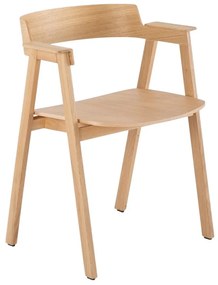 Sedia da pranzo di colore naturale in rovere massiccio con braccioli Flip – Gazzda