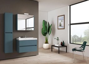 Specchio Contenitore Con Illuminazione Akira laccato opaco blu pacifico L 80 x H 70 x P 15.5 cm