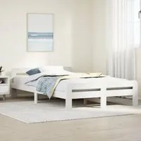 Letto senza Materasso Bianco 135x190 cm Legno Massello di Pino 855488