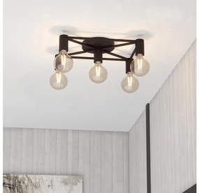 Eglo 43721 - Plafoniera SPEKE 5xE27/40W/230V nero