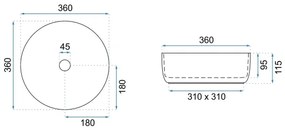 REA-U6630 - Lavabo da appoggio SAMI Ø 36 cm ceramica/bianco/oro spazzolato