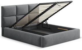 Letto matrimoniale imbottito grigio con contenitore con rete inclusa 140x200 cm Libera – Windsor &amp; Co Sofas