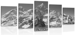 Quadri 5 pezzi – Splendido picco di montagna in bianco e nero