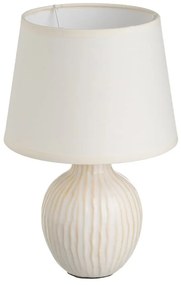 Lampada da tavolo in ceramica color crema con paralume in tessuto (altezza 28 cm) - Casa Selección