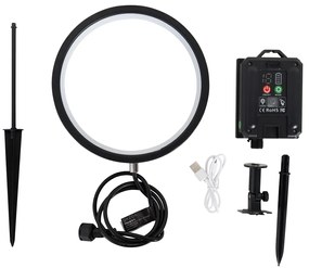 Luce a spillo nera 50 cm con LED ricaricabile e solare IP65 - Adalind