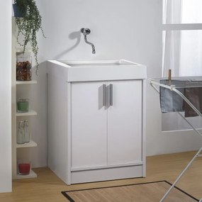 Mobile lavanderia con lavabo incluso Ada in abs bianco ottico P 50 x L 60 x H 60 cm