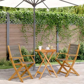 Set Da Bistrot 3pz Grigio İn Polipropilene E Legno Massello /