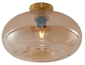 Lampada da soffitto Art Déco ottone con vetro ambra 40 cm - Busa