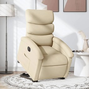Poltrona Alzapersona Reclinabile Elettrica Crema İn Tessuto /