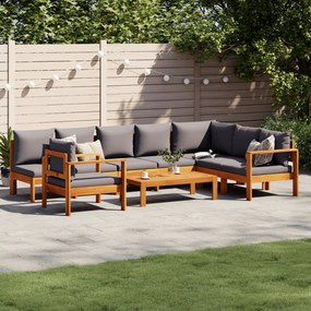 Set divano da giardino 6 pz con cuscini in massello di acacia