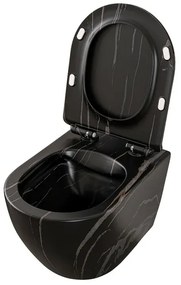 Sanitari sospesi Rimless effetto marmo nero con sedile Tokyo