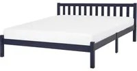 Letto in Legno di pino Blu Navy con Rete a Doghe Testiera Alta 180 x 200 cm