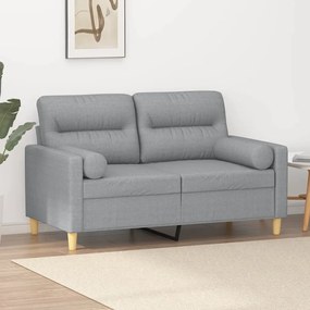 Divano A 2 Posti Con Cuscini Grigio Chiaro 120 Cm İn Tessuto /