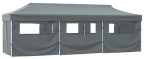 Tenda Pieghevole Pop-Up con 8 Pareti Laterali 3x9 m Antracite