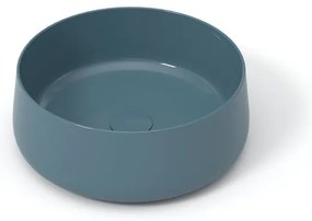 Lavabo da appoggio Wave OLYMPIA CERAMICA tondo 40cm in ceramica petrolio piletta non inclusa
