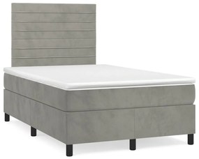 Giroletto a molle con materasso grigio chiaro 120x190cm velluto