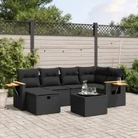 Set Divani da Giardino con Cuscini 7pz Nero Polyrattan 3265521