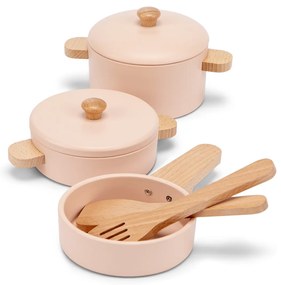 Set di stoviglie in legno per bambini - rosa