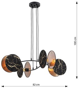 Lampada A Sospensione 4 Luci Moderna Nut In Acciaio Effetto Marmo Nero