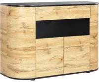 Credenza con 4 porte in legno MDF e un cassetto beige e nero soggiorno ingresso stile moderno