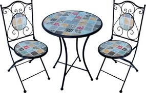 SILVES - set due sedie pieghevoli e tavolo rotondo con decori