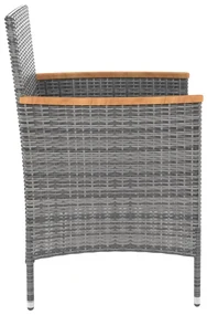 Set da pranzo da esterno 5 pz con cuscini in polyrattan grigio