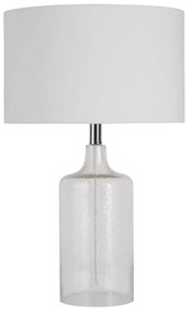 Lampada Da Scrivania Nordico Vetro Trasparente Tessuto Bianco 1 Luce E27