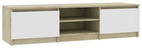 Mobile tv bianco rovere sonoma 140x40x35,5 cm legno multistrato