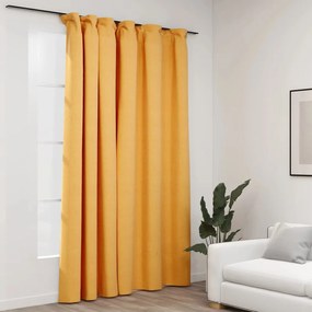 Tenda Oscurante Effetto Lino Con Ganci Gialle 290x245 Cm /
