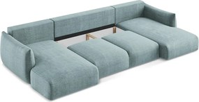 Divano angolare blu allungabile (a U) Leila – Makamii