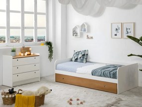 SALDI -  Letto divano con letto estraibile 2 x 90 x 190 cm in MDF Bianco e ciliegio - JULIETTE