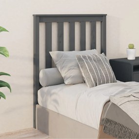 Testiera Per Letto Grigia 81x6x101 Cm İn Legno Massello Di Pino /