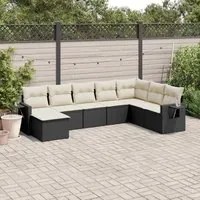 Set Divani da Giardino con Cuscini 8 pz Nero in Polyrattancod mxl 113274