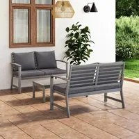 Set Divani da Giardino 3 pz con Cuscini in Legno Acacia Grigio 3057784